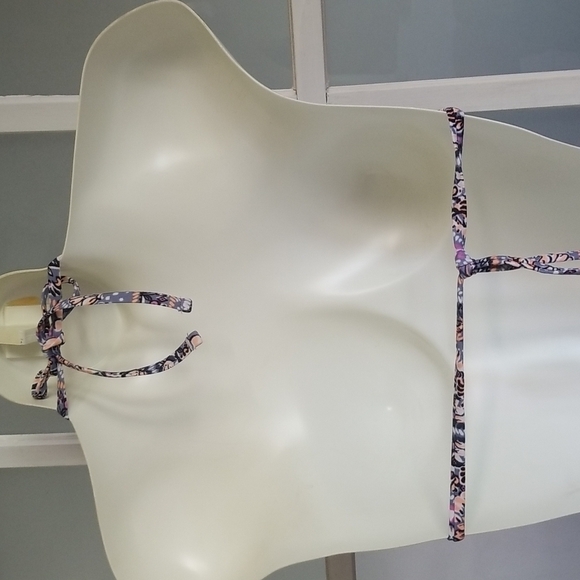 XHILARATION Bikini Top Swim Blue Whipstitched Size XS - Picture 4 of 9